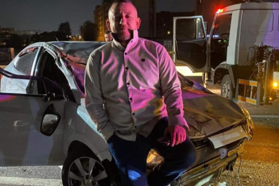 Bursa'da kazadan yara almadan kurtuldum pozu