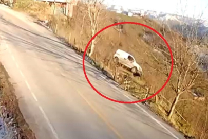 Aracıyla 30 metre yükseklikten uçan sürücü yaralandı