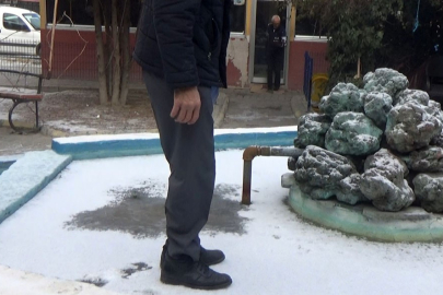 Donan süs havuzunda kimisi gezdi, kimisi ise buzu çekiçle kırmaya çalıştı