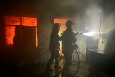 Alevlerin yükseldiği evde mahsur kalan kediyi itfaiye kurtardı