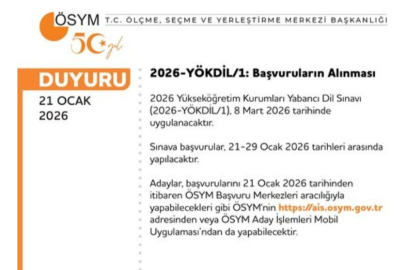 2026 YÖKDİL-1 başvuruları başladı