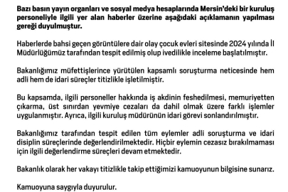 Bakanlık: "Kuruluş müdürü görevden alındı, personellere işlem yapıldı"