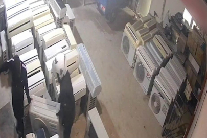 Klimayı çalarken önce kameraya, sonra polise yakalandılar