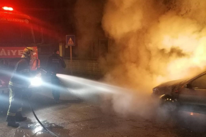 Park halindeki otomobil alevlere teslim oldu