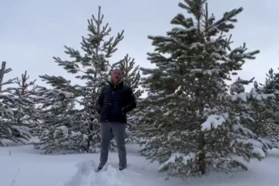 Dondurucu soğuğa aldırış etmeden akarsuya girdi