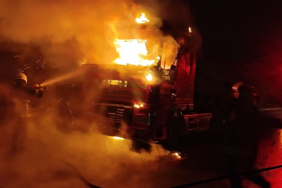 Seyir halindeki tır alev topuna döndü