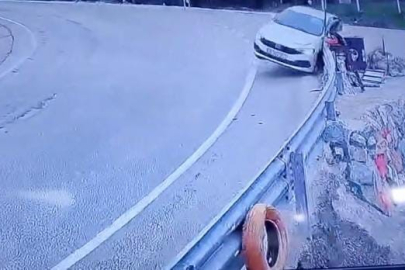 Uludağ yolunda kontrolden çıkan araç bariyerlere çarptı