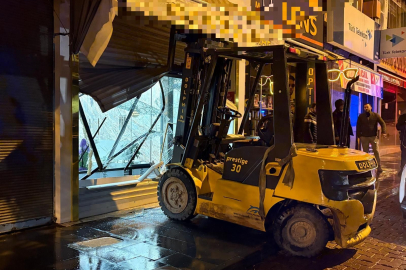 Kuyumcuda forkliftli hırsızlık