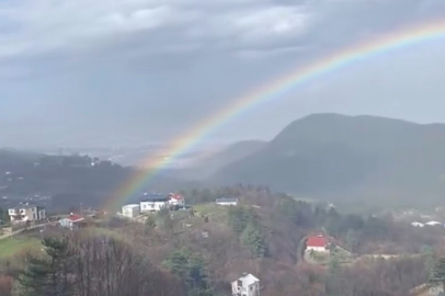 Bursa'da yağmur sonrası gökkuşağı görsel şöleni