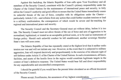 İran’dan BM’ye uyarı mektubu