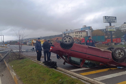 Kontrolden çıkan otomobil takla attı