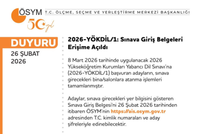 YÖKDİL'e giriş belgeleri erişime açıldı