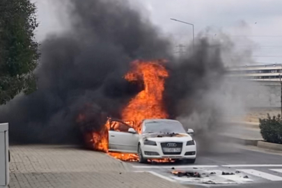 Otomobil bir anda alev topuna döndü