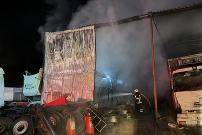 Ağır vasıta servisinde yangın çıktı