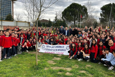 Bursa'da ilköğretim öğrencileri selvi fidanı diktiler