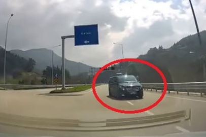 Bursa'da ters yönden gelen araç faciayı böyle teğet geçti