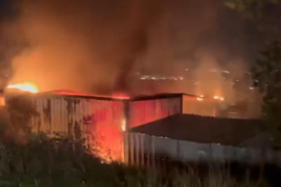 Bursa'da gece yarısı konteynır alevlere teslim oldu