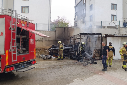 Depoda çıkan yangında tüp bomba gibi patladı