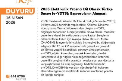 ÖSYM'den Türkiye'de bir ilk: e-YDTS başvuruları açıldı