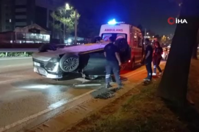 Osmangazi’de trafik kazası: Otomobil takla attı, 1 yaralı