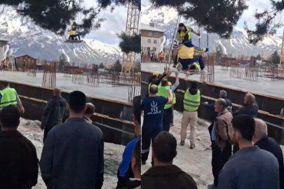 Kafasına pompa borusu düşen işçi yaralandı