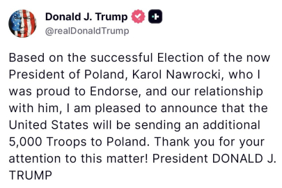 Trump: "Polonya’ya 5 bin ek asker göndereceğiz"