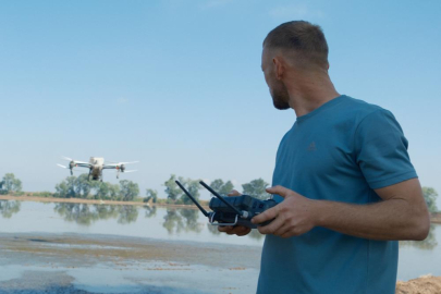 Karacabey'de dron ile çeltik ekimi