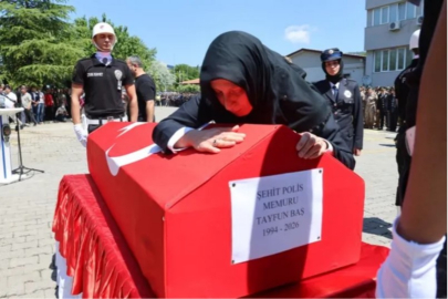 Şehit polise eşinden yürek dağlayan veda