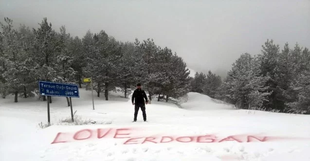 2 bin metreye ‘Love Erdoğan’ yazdı