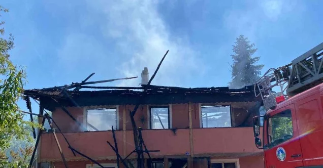 2 katlı ev yandı, 13 hayvan telef oldu
