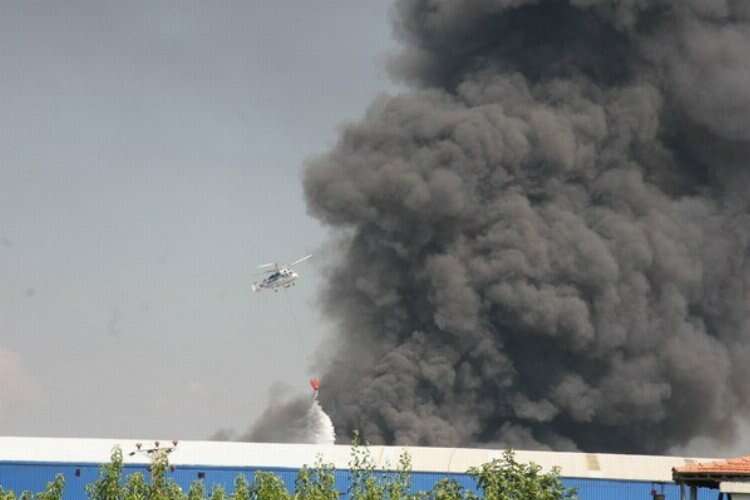 Bursa'daki fabrika yangını kameralarda