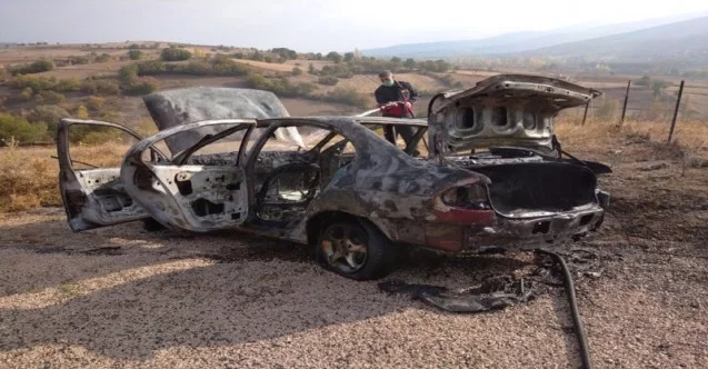Amasya’da otomobil yangını