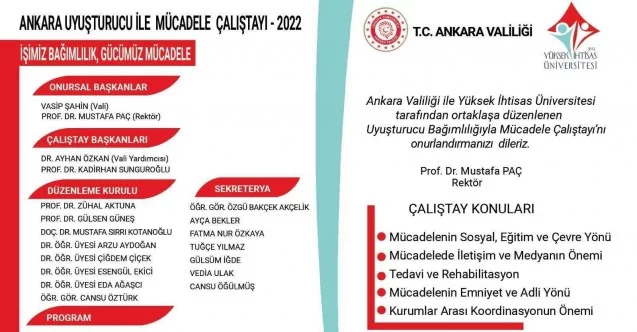 Ankara Valiliği ile Yüksek İhtisas Üniversitesi’nden ‘Ankara Uyuşturucu ile Mücadele Çalıştayı’