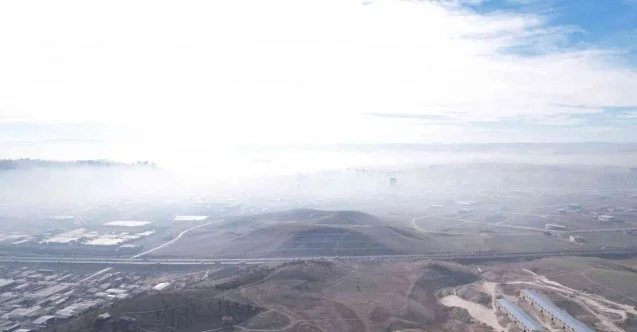 Ankara’da etkili olan sis havadan görüntülendi