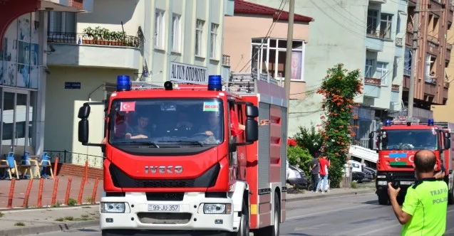 Azerbaycan’ın itfaiye konvoyu Samsun’a ulaştı