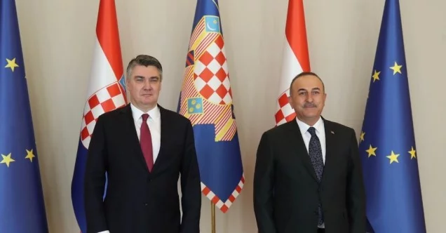 Bakan Çavuşoğlu, Hırvatistan Cumhurbaşkanı Milanoviç tarafından kabul edildi
