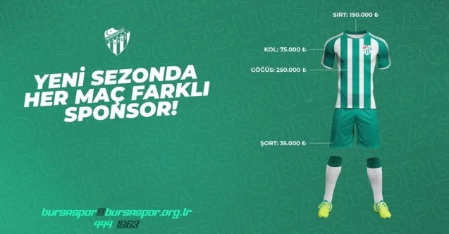 Bursaspor Kulübü, her maç için farklı forma reklamları alacak