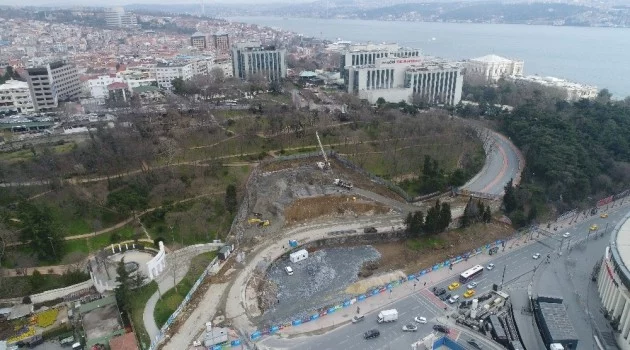 Dolmabahçe-Levazım arasını 5 dakikaya düşürecek tünel çalışmaları havadan görüntülendi