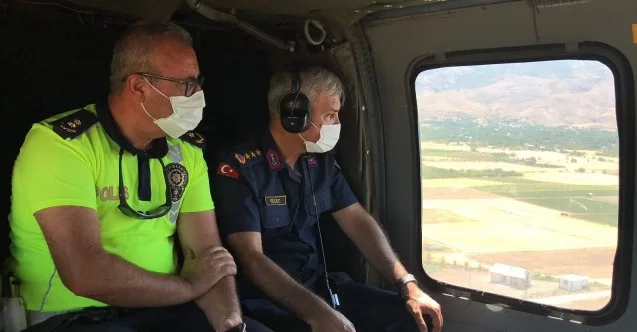 Elazığ’da helikopter destekli trafik denetimi