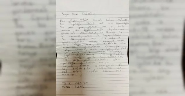 İlkokul öğrencisinden ilçe sağlık müdürüne anlamlı mektup