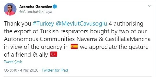 İspanya Dışişleri Bakanı Laya’dan Türkiye’ye teşekkür