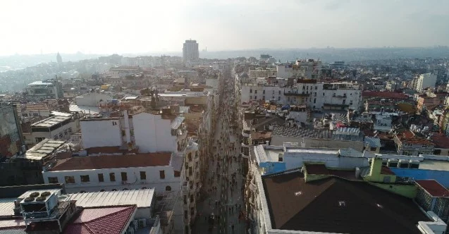 İstiklal Caddesi tedbirlerden havadan görüntülendi