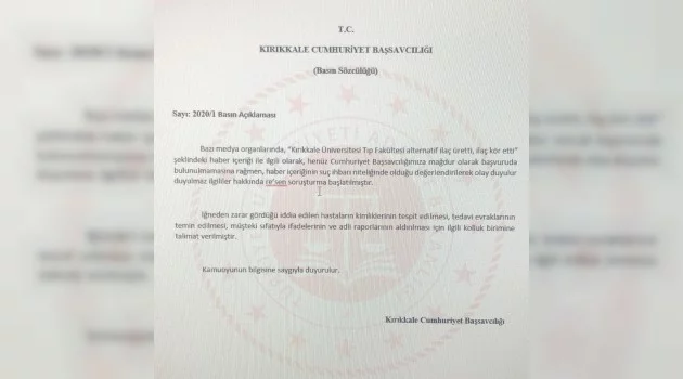 Kırıkkale Cumhuriyet Başsavcılığından ’iğne kör etti’ iddialarına ilişkin soruşturma