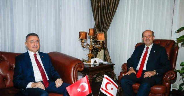 KKTC Cumhurbaşkanı Tatar, Cumhurbaşkanı Yardımcısı Oktay’ı ile bir araya geldi