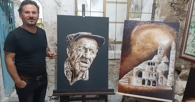 Mardinli ressamın ziftten yaptığı tablolar görenleri hayran bırakıyor