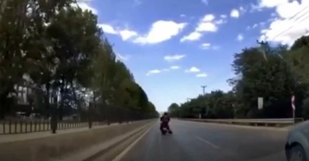 Bursa'da motosiklet sürücüsünden on numaralık hareket