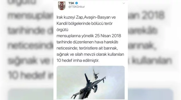 PKK’lı teröristlere ait 10 hedef imha edildi