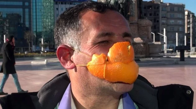Portakal kabuğuyla yaptığı korona maskesi şaşkına çevirdi