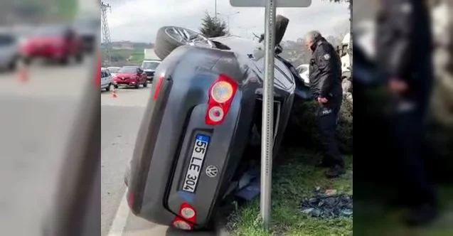 Samsun’da otomobil refüje çarptı: 2 yaralı