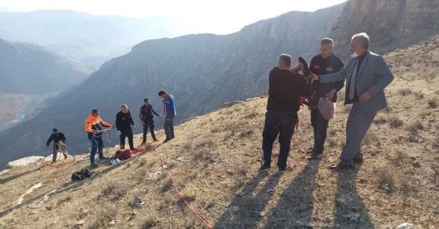 Siirt’te kayalıklarda mahsur kalan keçi kurtarıldı